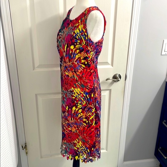 Frank Lyman Design Multicolour Tropical Cocktail Dress Laser Cut Lace Size 12 - Picture 7 of 10